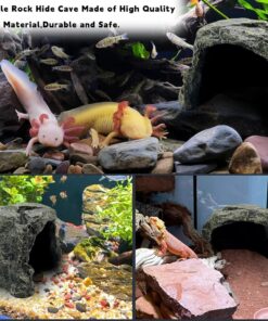 BNOSDM Reptile Hideout,Tortoise Hide Cave,Resin Rock,Bearded Dragon Hideaway,Turtle Basking Platform,Reptiles Habitat Decor Tank Accessories for Lizards Gecko Snakes Chameleon...