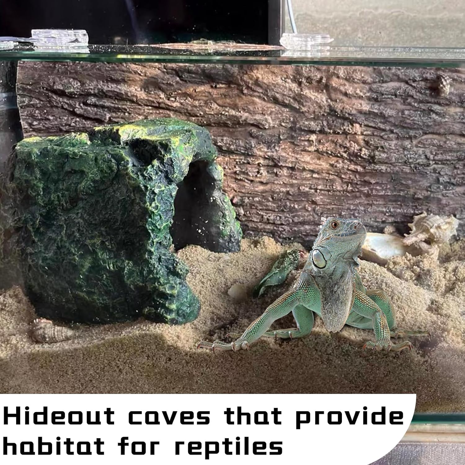 BNOSDM Reptile Hideout,Tortoise Hide Cave,Resin Rock,Bearded Dragon Hideaway,Turtle Basking Platform,Reptiles Habitat Decor Tank Accessories for Lizards Gecko Snakes Chameleon...