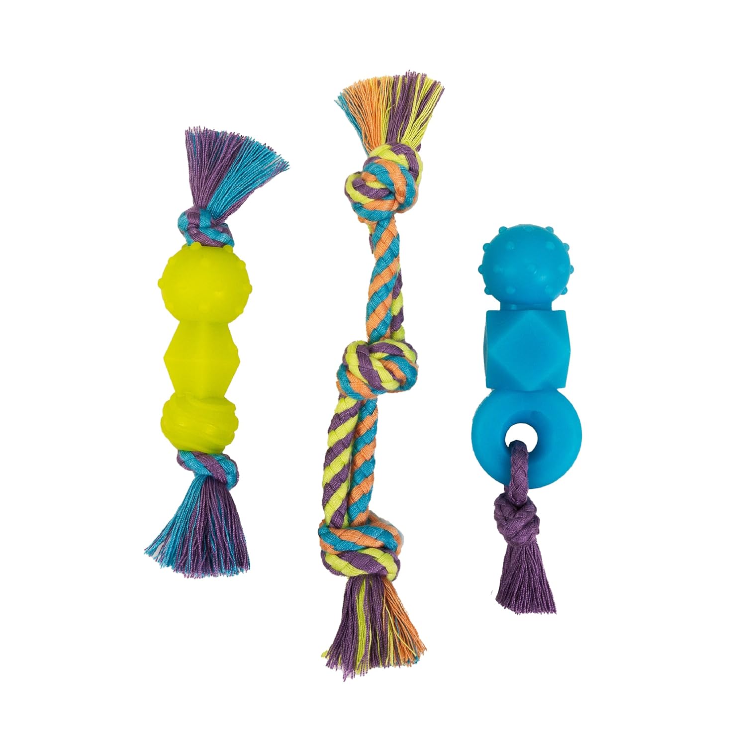 Bone Tugz Tug & Chew Dog Toy — Bendy, Textured Rubber for Tug-of-War, Light-Moderate Chewers, Teething Puppies & Small Dogs, 6.25" x 1.75"