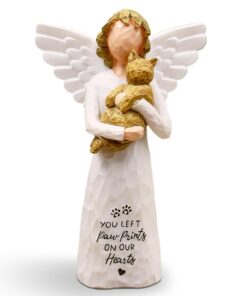 BORLESTA Cat Memorial Gifts for Loss of Cat, Pet Loss Sympathy Gift, Pet Cat Remembrance Gifts, Cat Mom Gift for Cats Lovers, Cat Statue Hand-Painted Figurines Angel (Gray)