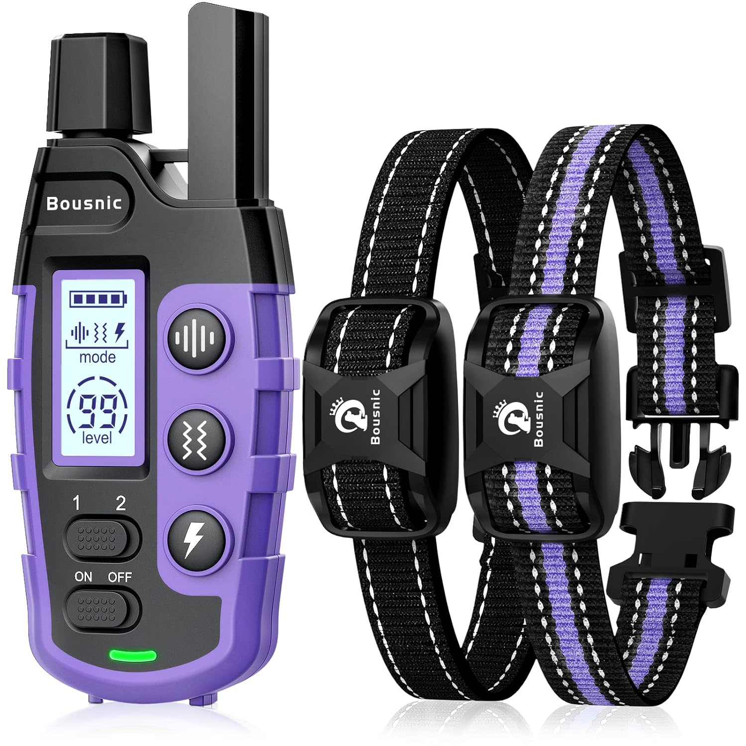 Bousnic Dog Shock Collar 2 Dogs (5-120Lbs) - 3300 ft Waterproof Training Collar for Dogs Large Medium Small with Rechargeable Remote, Beep (1-8) Vibration (1-16) and Humane...