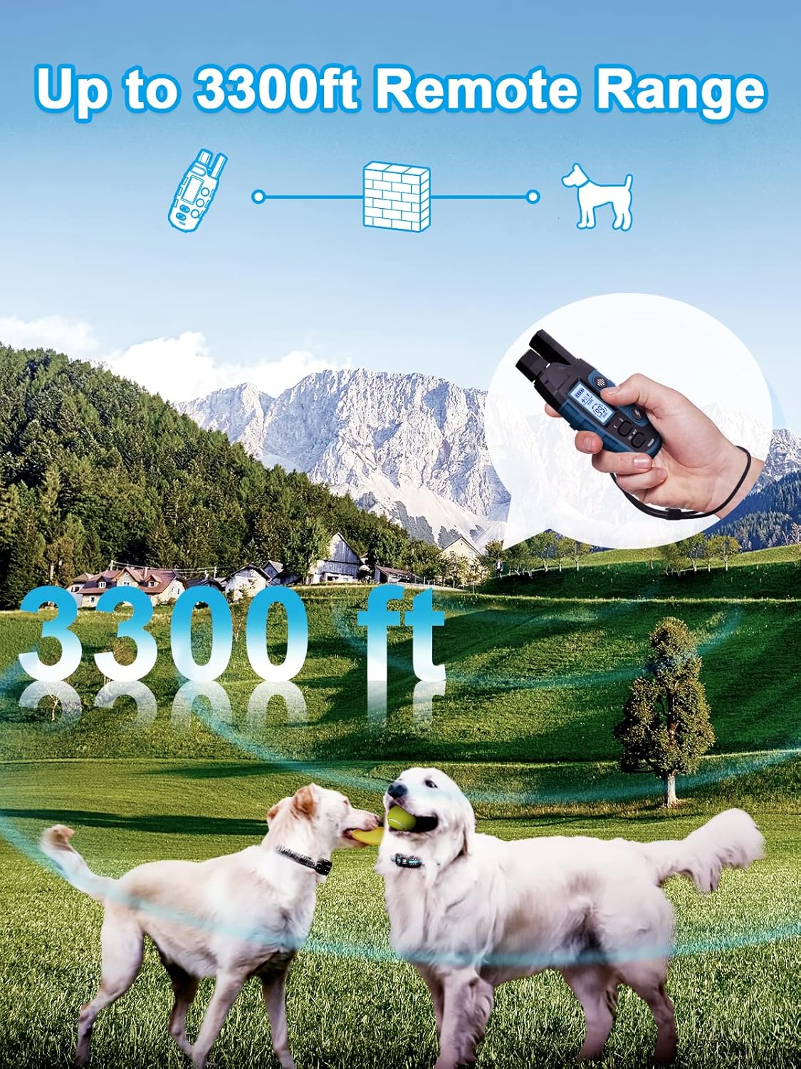 Bousnic Dog Shock Collar 2 Dogs (5-120Lbs) - 3300 ft Waterproof Training Collar for Dogs Large Medium Small with Rechargeable Remote, Beep (1-8) Vibration (1-16) and Humane...