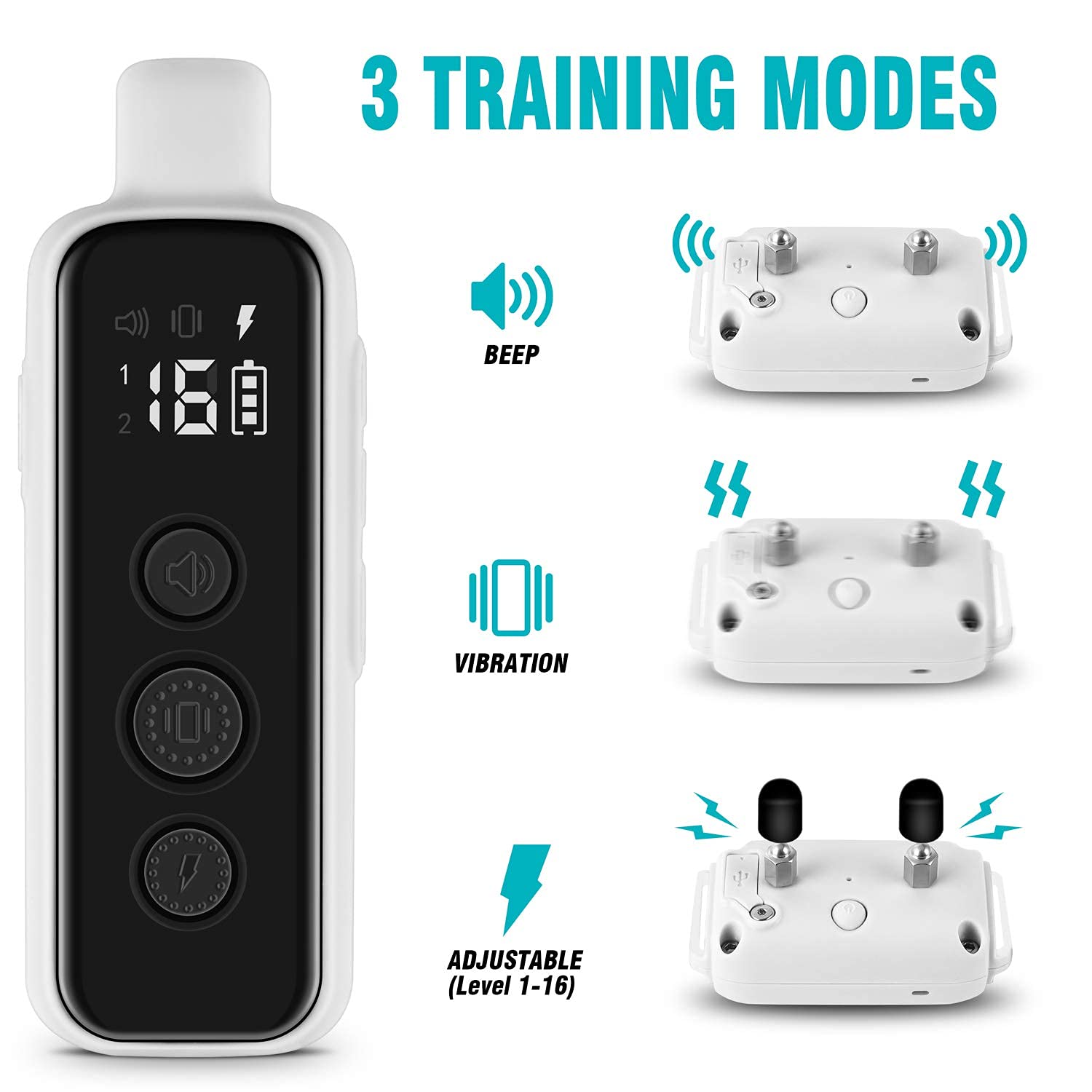 Bousnic Shock Collar for Dogs - Waterproof Rechargeable Dog Electric Training Collar with Remote for Small Medium Large Dogs with Beep, Vibration, Safe Shock Modes (8-120 Lbs)...
