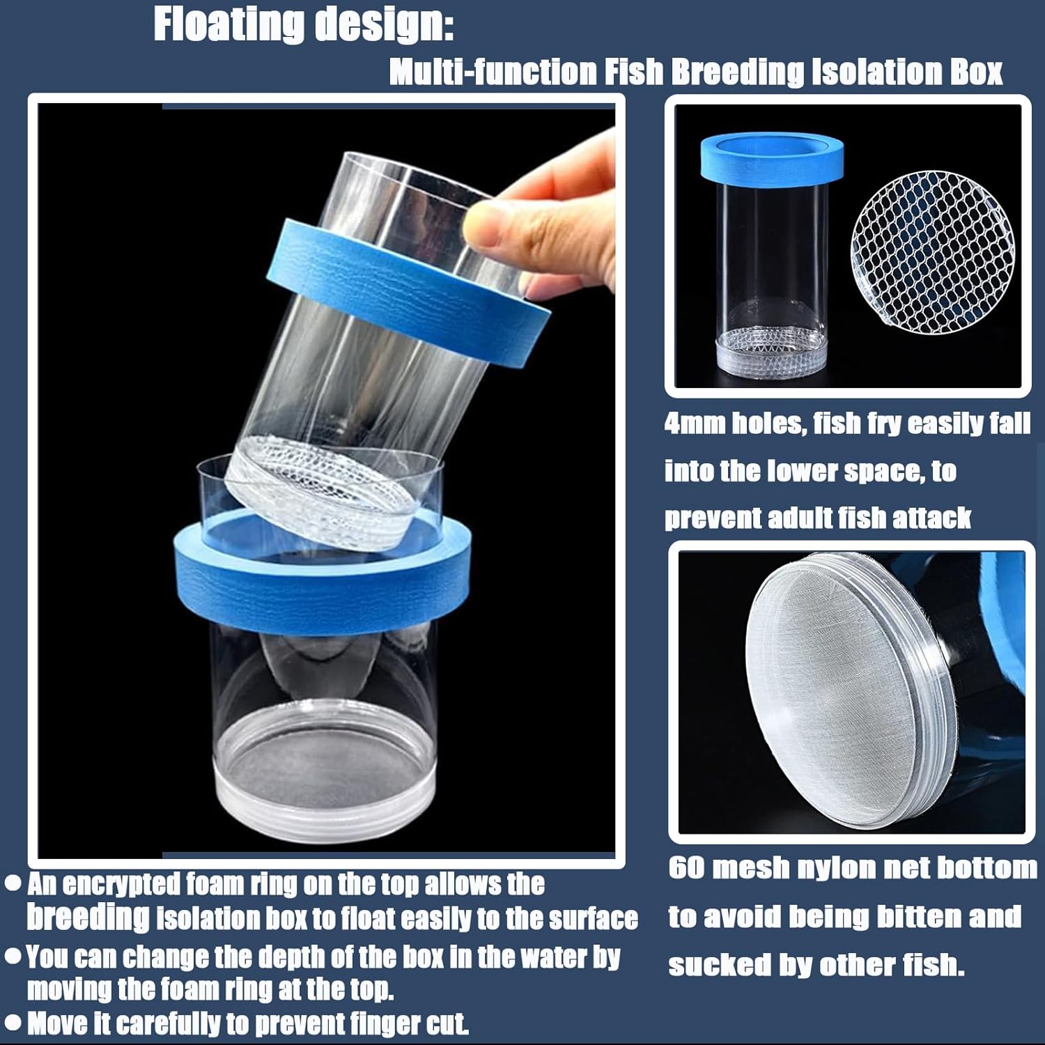 Breeder Box for Fish Tank, Plastic Aquarium Breeding Chamber, Floating Mesh Isolation Hatchery Incubator for Small Fish, Betta Shrimp Clownfish Guppy - Adjustable Nursery Tank...