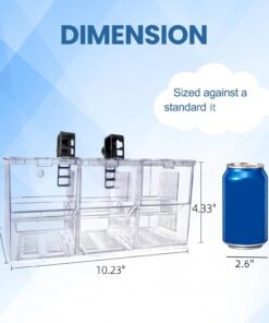 Breeding Box for Fish Tank,Fish Breeder Box for Aquarium with Suction Cups & Hook,Triple-Chamber Transparent Acclimation Box,Aqarium Separator & Hatchery Tank for...
