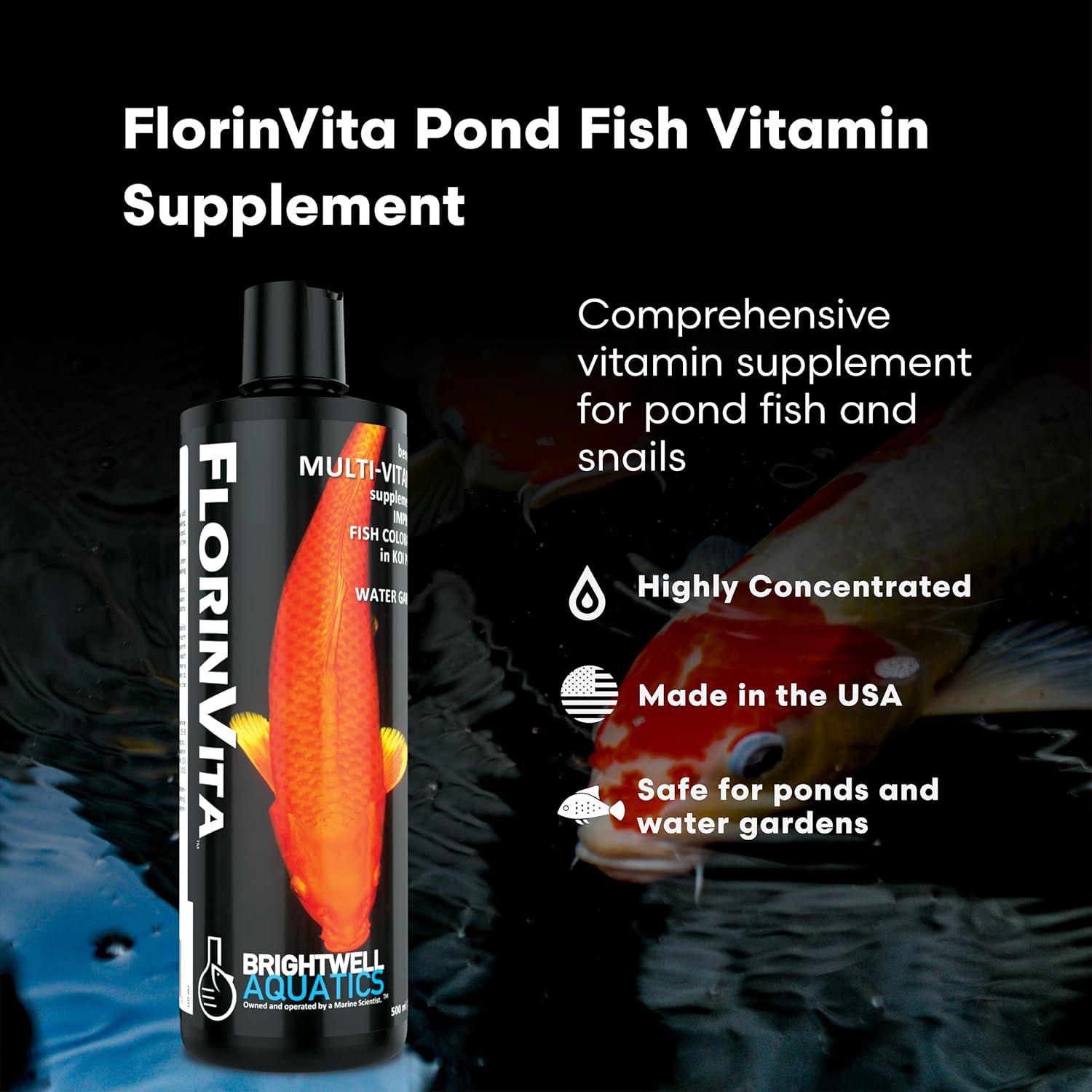 Brightwell Aquatics FlorinVita – Comprehensive Vitamin Supplement for Pond Fish & Snails – Supports Health, Color, & Spawning Readiness, 2L