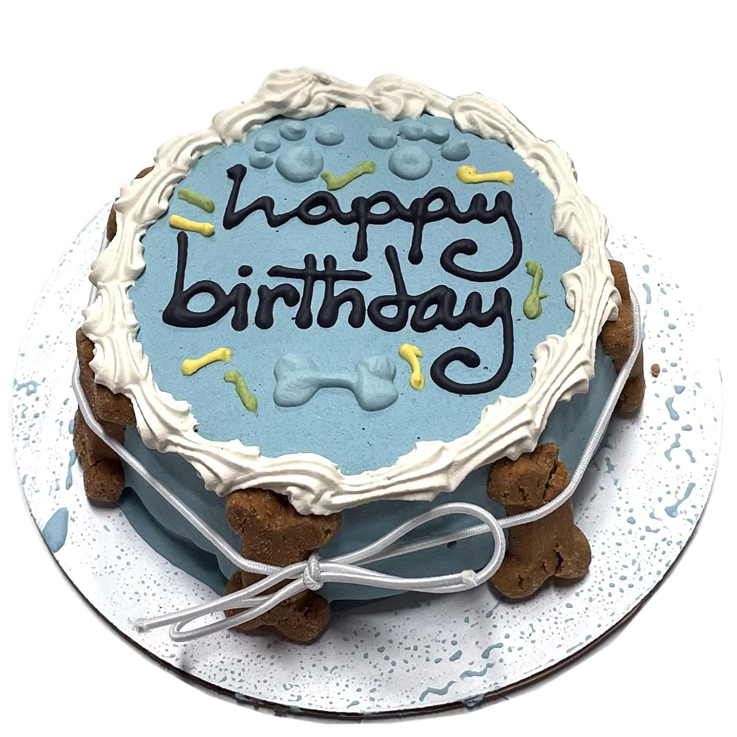 Bubba Rose Biscuit Company: Blue Dog Birthday Baby Cake - Crunchy Biscuit Texture - Natural Gourmet Pet Treat - Dog Cake - 3 inch 1 Count - Made in the USA