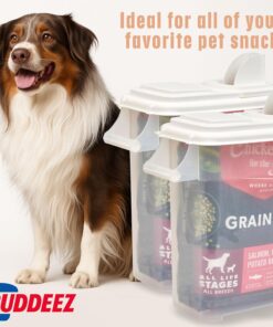 Buddeez 32 Quart Pet Food Dispenser with Lid - Airtight Storage for Dog Food, Cat Food, and Bird Seed - Easy Pour Spout for Mess Free Serving