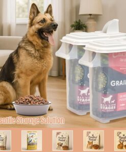 Buddeez 32 Quart Pet Food Dispenser with Lid - Airtight Storage for Dog Food, Cat Food, and Bird Seed - Easy Pour Spout for Mess Free Serving