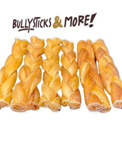 BULLYSTICKS & MORE 6 Inch Beef Collagen Braids for Dogs (8 Count) - Bones for Dogs - Dog Parents Choice - No Hide Beef Cheek Rolls