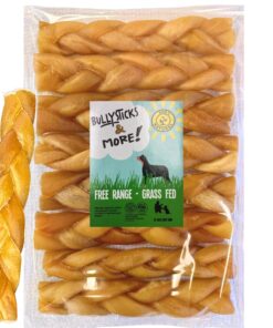 BULLYSTICKS & MORE 6 Inch Beef Collagen Braids for Dogs (8 Count) - Bones for Dogs - Dog Parents Choice - No Hide Beef Cheek Rolls