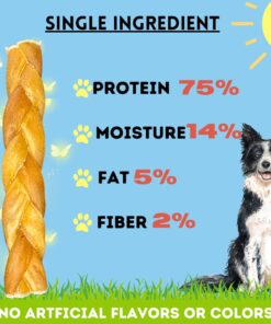 BULLYSTICKS & MORE 6 Inch Beef Collagen Braids for Dogs (8 Count) - Bones for Dogs - Dog Parents Choice - No Hide Beef Cheek Rolls