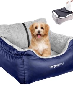 BurgeonNest Dog Car Seat for Small Dogs, Soft Pet Car Travel Home Bed Under 25 lbs, Fully Detachable and Washable Cat Booster Carseats with Storage Pockets and Clip-On Leash...