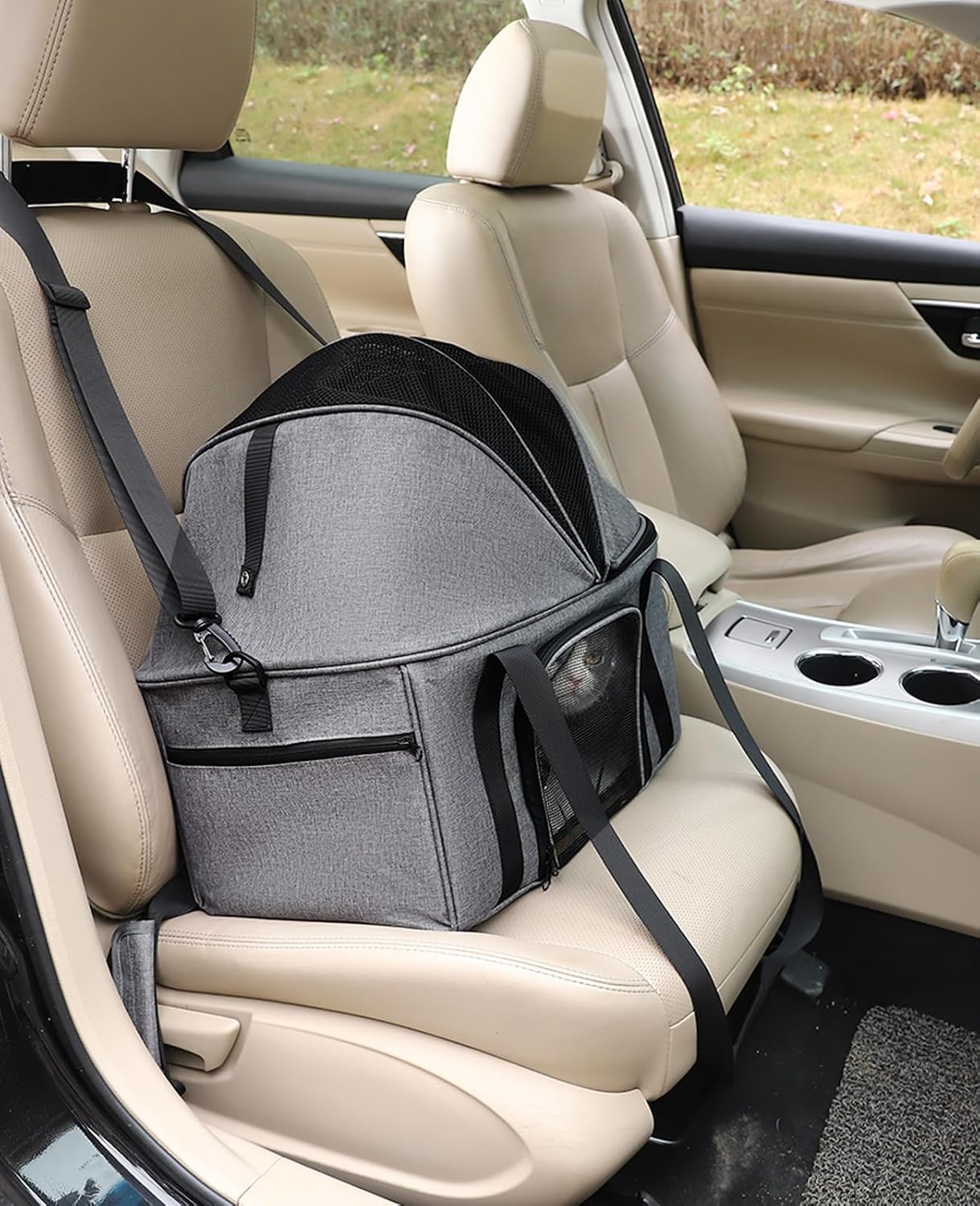 BurgeonNest Top-Expandable Large Cat Carrier, Soft Sided Cat Bag Carrier for Medium Large Pet Up to 15 lbs, Upgraded Small Dog Car Seat, Puppy Travel Bag with Semi-Open Canopy