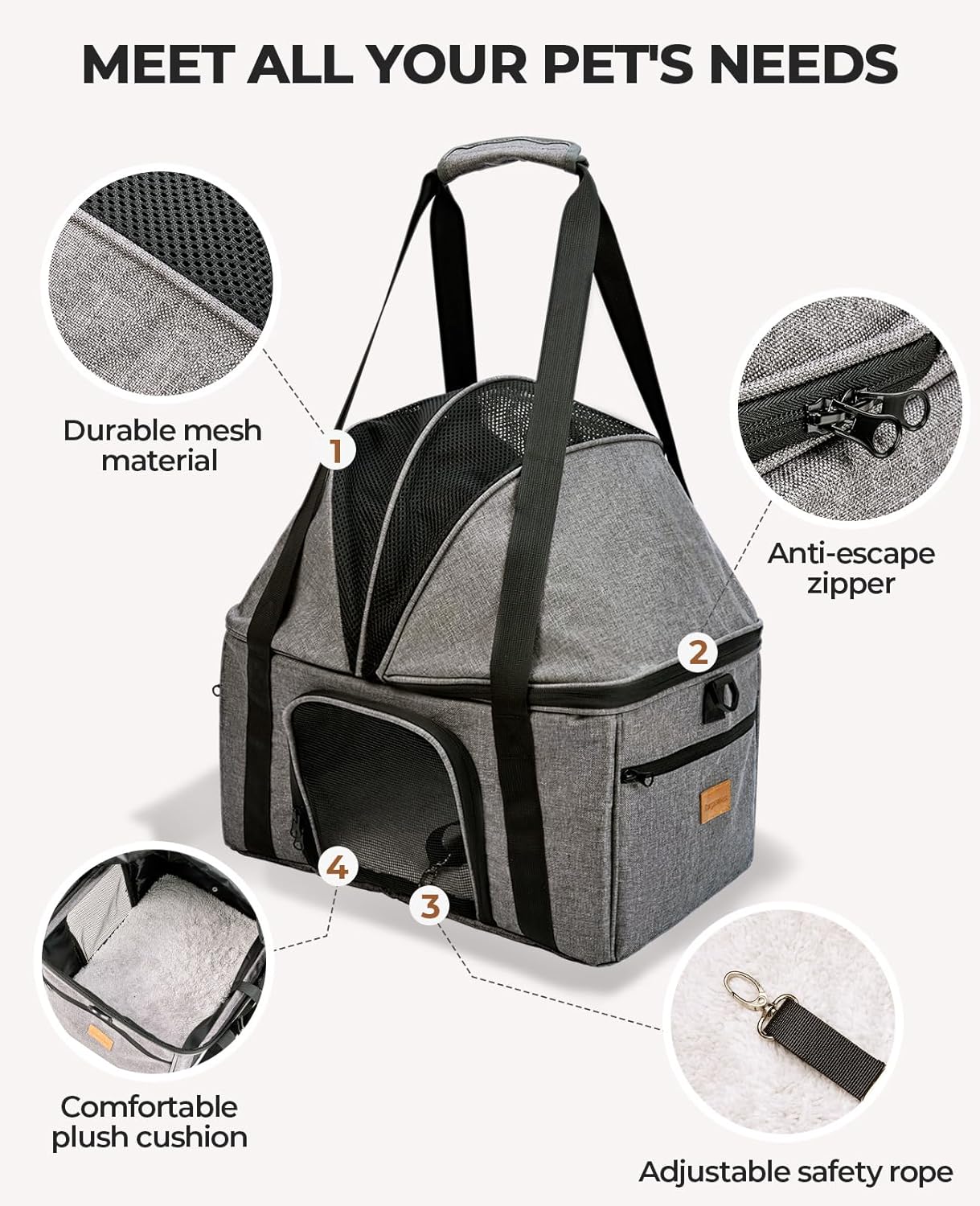 BurgeonNest Top-Expandable Large Cat Carrier, Soft Sided Cat Bag Carrier for Medium Large Pet Up to 15 lbs, Upgraded Small Dog Car Seat, Puppy Travel Bag with Semi-Open Canopy