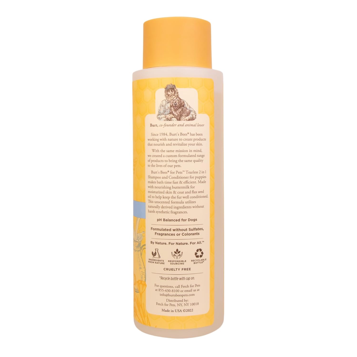 Burt’s Bees for Pets Tear Free Puppy Shampoo & Conditioner with Buttermilk, 2 in 1 Gentle Dog Shampoo for Puppies, Cleans and Conditions Sensitive Skin, 16 Fl Oz