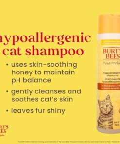 Burt's Bees for Pets Hypoallergenic Cat Shampoo with Shea Butter and Honey, Gentle Formula for Indoor Cats with Dry or Sensitive Skin, pH Balanced, Fragrance-Free, 10 Fl Oz