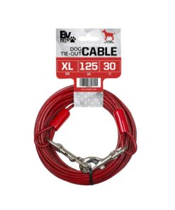 BV Dog Tie Out Cable 30 Feet - Heavy Duty Dog Lead Up to 125 Pounds - Reflective & Rust-Free with Quick Release Swivel Clips & 360° Rotating Clasp - Tangle-Free Dogs Runner for...