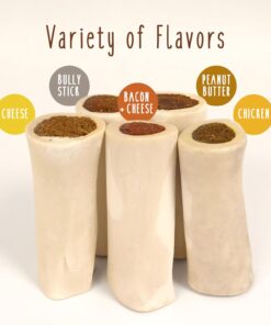 Cadet Stuffed Shin Bone, Long-Lasting Dog Chew Bones for Aggressive Chewers, High Protein Filled Bone Dental Chew for Dogs, Peanut Butter Flavor Filling, 3-4