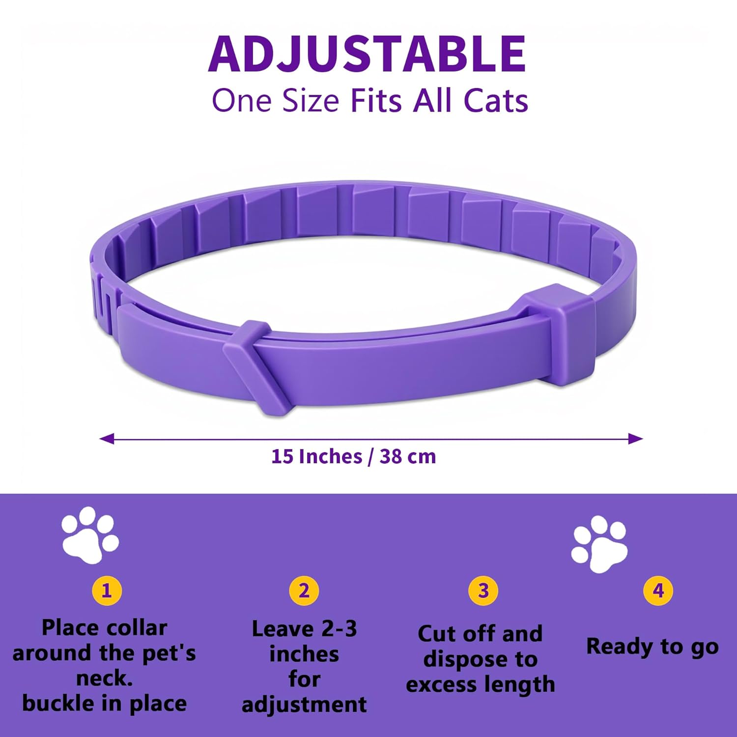 Calming Collar for Cats,Pheromone Cat Calming Collar Cat Anxiety Relief & Stress,Natural Ingredients Pheromones Rapid Effect Adjustable Waterproof