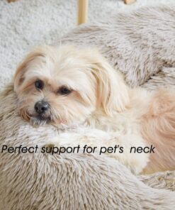 Calming Dog Bed & Cat Bed, Anti-Anxiety Donut Cuddler Warming Cozy Soft Round Fluffy Faux Fur Plush Cushion Bed for Small Medium Dogs and Cats (20