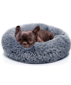 Calming Donut Dogs Beds for Small Dogs Washable,19inch Fluffy Round Puppy Bed for Puppies,Cats & Toy Breeds with Raised Rim,Fits up to 15 lbs Pets,Army Green