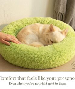 Calming Donut Dogs Beds for Small Dogs Washable,19inch Fluffy Round Puppy Bed for Puppies,Cats & Toy Breeds with Raised Rim,Fits up to 15 lbs Pets,Green