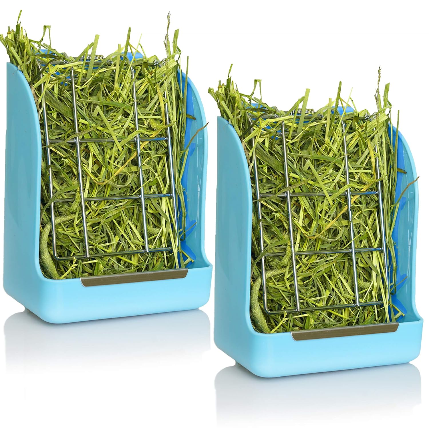 CalPalmy 2-Pack Hay Feeder for Rabbits, Guinea Pigs, and Chinchillas - Minimize Waste and Mess with 5 1/2" x 3 1/2" x 7 3/8" Hanging Alfalfa and Timothy Hay Dispenser