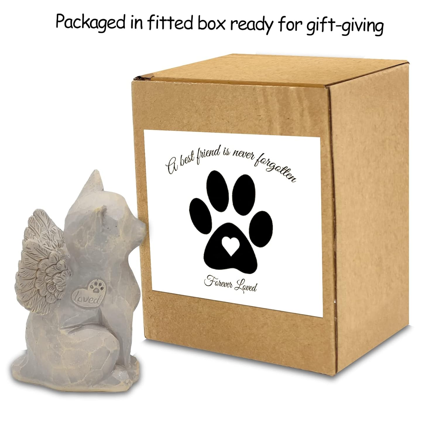 Cat Angel Memorial Figurine, Gray, Resin Sculpture for Cat Lovers, Pet Loss Gift, Hand-Painted