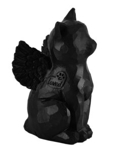 Cat Angel Memorial Figurine, Gray, Resin Sculpture for Cat Lovers, Pet Loss Gift, Hand-Painted
