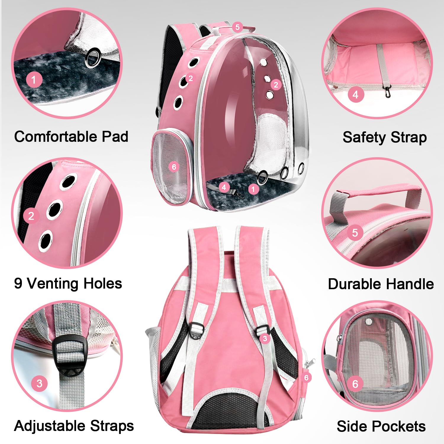 Cat Backpack Carrier, Pet Cat Carrier with Ventilated Design for Carrying Puppy Cats, Pet Carrier Backpack for Traveling/Hiking/Camping/Outdoors Airline Approved Travel...