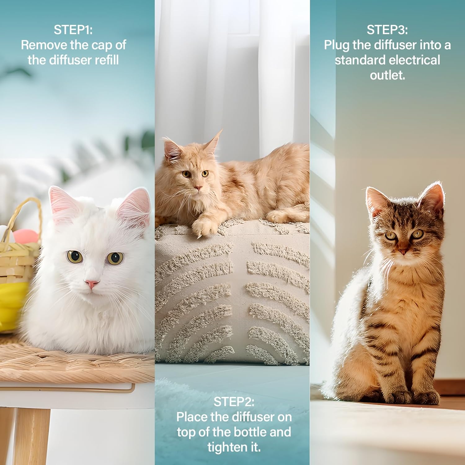 Cat Calming Diffuser Refill 6 Pack Cat Calming Pheromone Diffuser Refill Cat Plug in Pheromones Cat Stress Diffuser Cat Pheromones Calming for Cats Anxiety and Stress 48ml...