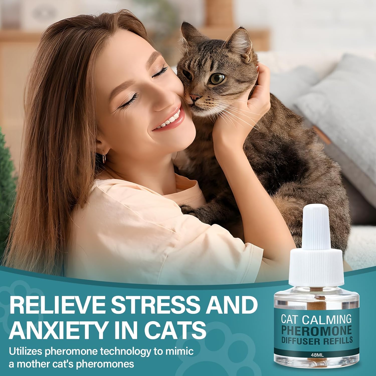 Cat Calming Diffuser Refill 6 Pack Cat Calming Pheromone Diffuser Refill Cat Plug in Pheromones Cat Stress Diffuser Cat Pheromones Calming for Cats Anxiety and Stress 48ml...