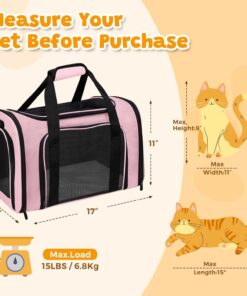 Cat Carrier Soft for Pets Up to 15 Lbs, Cat Travel Bag Soft-Sided with Padded Shoulder Strap, Pet Dog Carriers for Small Dogs Travel Puppy Carry Airline Approved, Pink