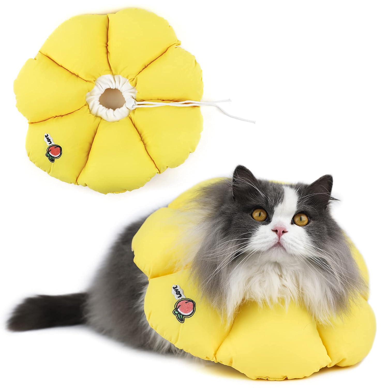 Cat Cone Collar,Cute Waterproof Cat Recovery Collar,Anti-Bite Lick Wound Healing Safety Elizabethan e Collar for Cats,Purple Flower All-Season Style…