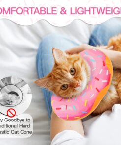 Cat Cone Collar Soft, Adjustable Cat Recovery Collars Spay Cones to Stop Licking, Cute Kittens Donut E Collar After Surgery, Anti-Lick Wound Healing Elizabetan Collars for...