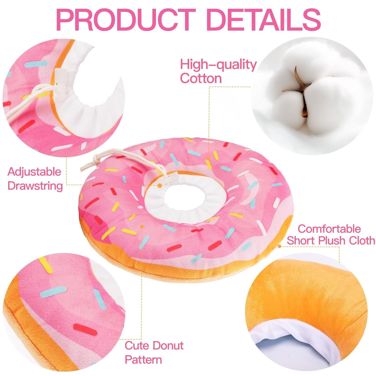 Cat Cone Collar Soft, Adjustable Cat Recovery Collars Spay Cones to Stop Licking, Cute Kittens Donut E Collar After Surgery, Anti-Lick Wound Healing Elizabetan Collars for...