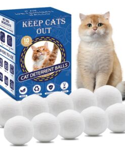 Cat Deterrent Outdoor & Indoor: 10Pack 100% Natural Cat Repellent Essential Oils Ball, Keep Cats Off Lawn, Yard, Plants, Garden, Mulch & Flower Permanently Against Scratch Chew,...