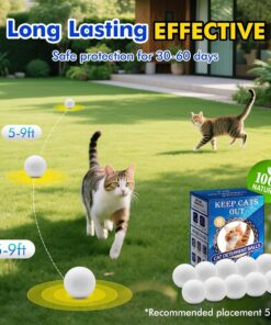 Cat Deterrent Outdoor & Indoor: 10Pack 100% Natural Cat Repellent Essential Oils Ball, Keep Cats Off Lawn, Yard, Plants, Garden, Mulch & Flower Permanently Against Scratch Chew,...