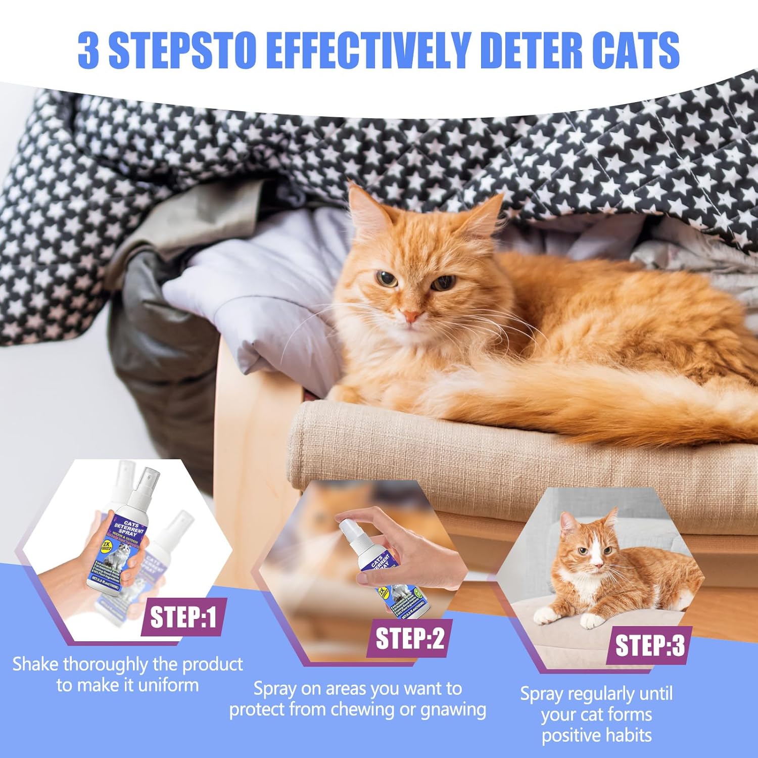 Cat Deterrent Spray - Cat Scratch Deterrent Spray for Furniture Protection, Effective Training Aid with Natural Ingredients - Non-Toxic Formula for Cats and Kittens Light 7.0 fl.oz