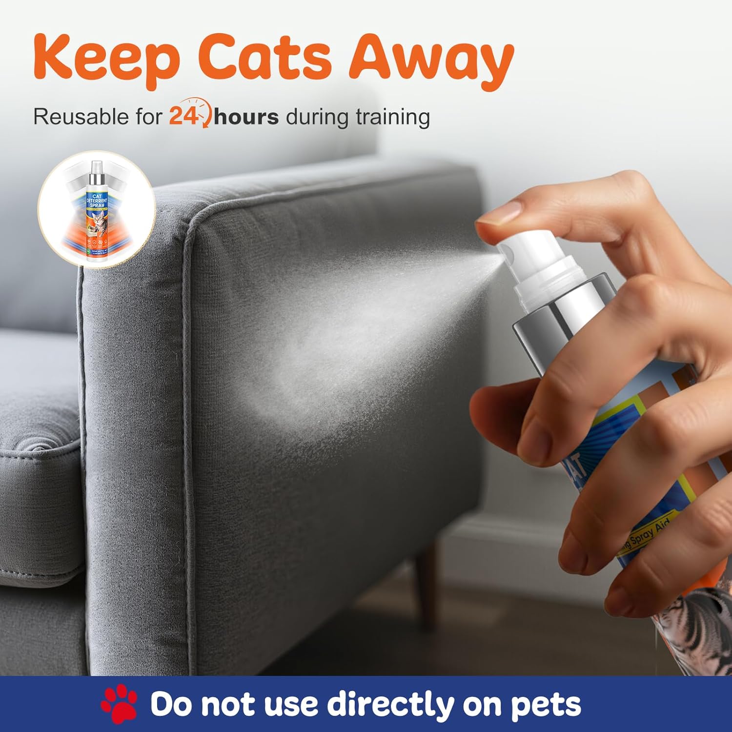 Cat Deterrent Spray for Furniture Protection, Pee Spraying, Excessive Chewing & Scratching Everywhere, Cat Repellent Indoor and Outdoor, Pet-Safe Formula, 5.07 Fl Oz