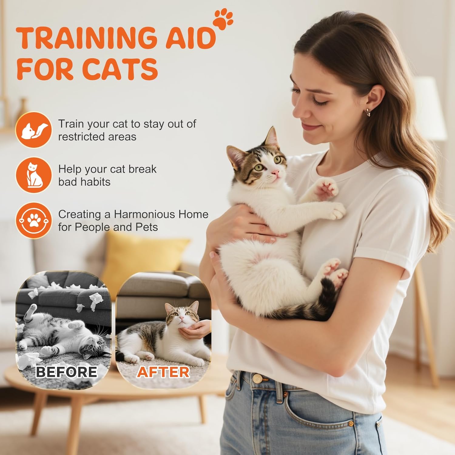 Cat Deterrent Spray for Furniture Protection, Pee Spraying, Excessive Chewing & Scratching Everywhere, Cat Repellent Indoor and Outdoor, Pet-Safe Formula, 5.07 Fl Oz