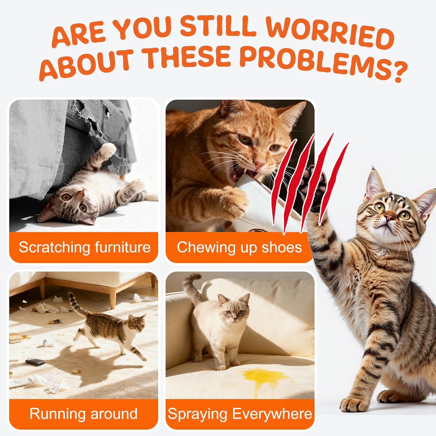 Cat Deterrent Spray for Furniture Protection, Pee Spraying, Excessive Chewing & Scratching Everywhere, Cat Repellent Indoor and Outdoor, Pet-Safe Formula, 5.07 Fl Oz