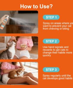 Cat Deterrent Spray, Natural Cat Repellent Spray with Citrus Scent, Indoor & Outdoor Traning Aid for Urine Marking & Anti-Scratch, Safe for Furniture, Plant & Rugs, (150ml/5.28oz)