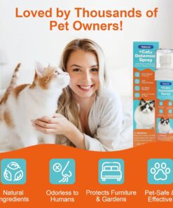 Cat Deterrent Spray, Natural Cat Repellent Spray with Citrus Scent, Indoor & Outdoor Traning Aid for Urine Marking & Anti-Scratch, Safe for Furniture, Plant & Rugs, (150ml/5.28oz)