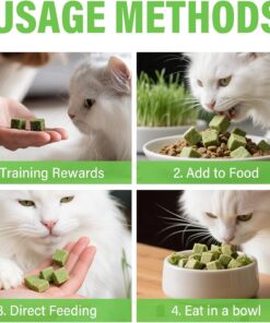 Cat Grass Treats for Indoor Cats, Digestive Health Support with Wheat Grass, Hairball Control Chews, Natural Grain-Free Snack for Kittens