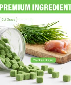 Cat Grass Treats for Indoor Cats, Digestive Health Support with Wheat Grass, Hairball Control Chews, Natural Grain-Free Snack for Kittens
