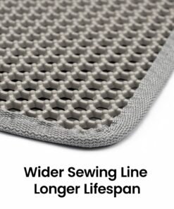 Cat Litter Mat-Litter Box Mat for Kitty, EVA Honeycomb Double Layer Design, Urine & Waterproof Scatter Control, Less Waste, Easier To Clean,Non Slip, Gray