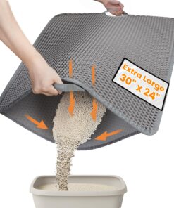 Cat Litter Mat-Litter Box Mat for Kitty, EVA Honeycomb Double Layer Design, Urine & Waterproof Scatter Control, Less Waste, Easier To Clean,Non Slip, Gray