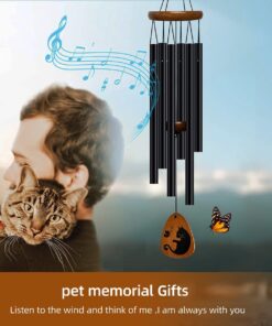 Cat Memorial Wind Chimes & Bracelet, Sympathy Gifts for Cat Lovers, 28 inches